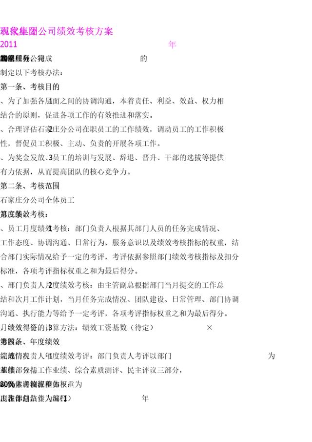 81_现代集团石家庄分公司绩效考核方案(DOC29页)