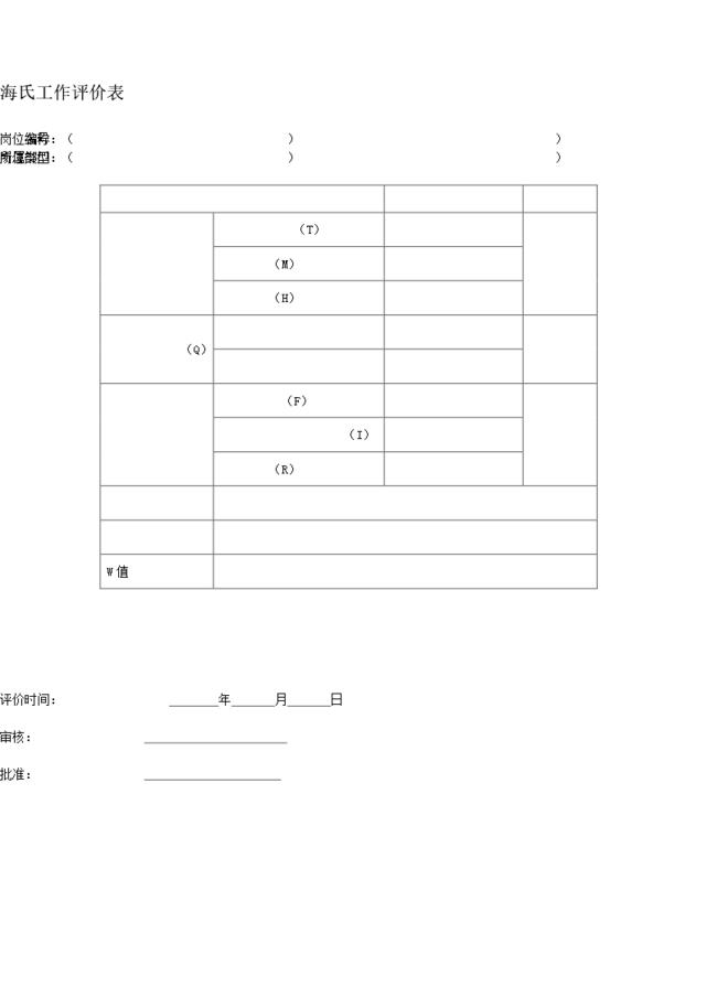 海氏工作评价表