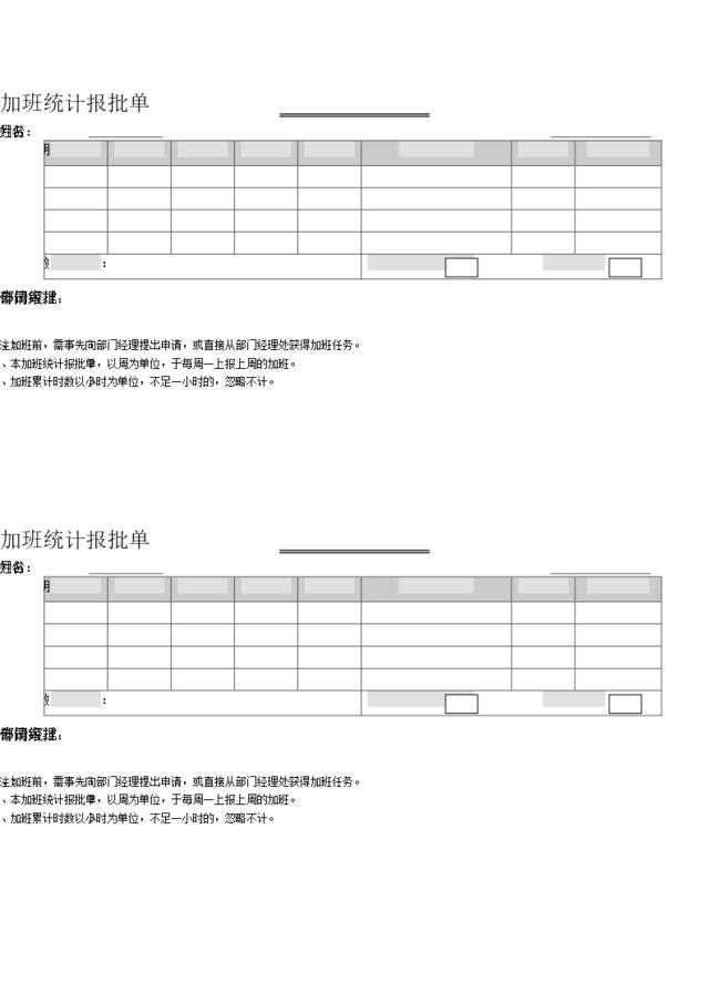 附件5-15：加班统计报批单