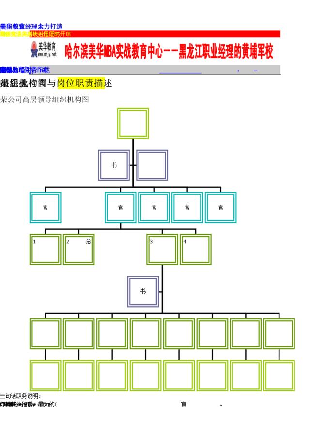 某企业高层执行官组织机构图与岗位职责描述