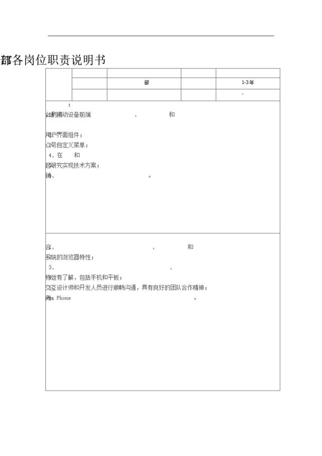 IT部岗位说明书资料