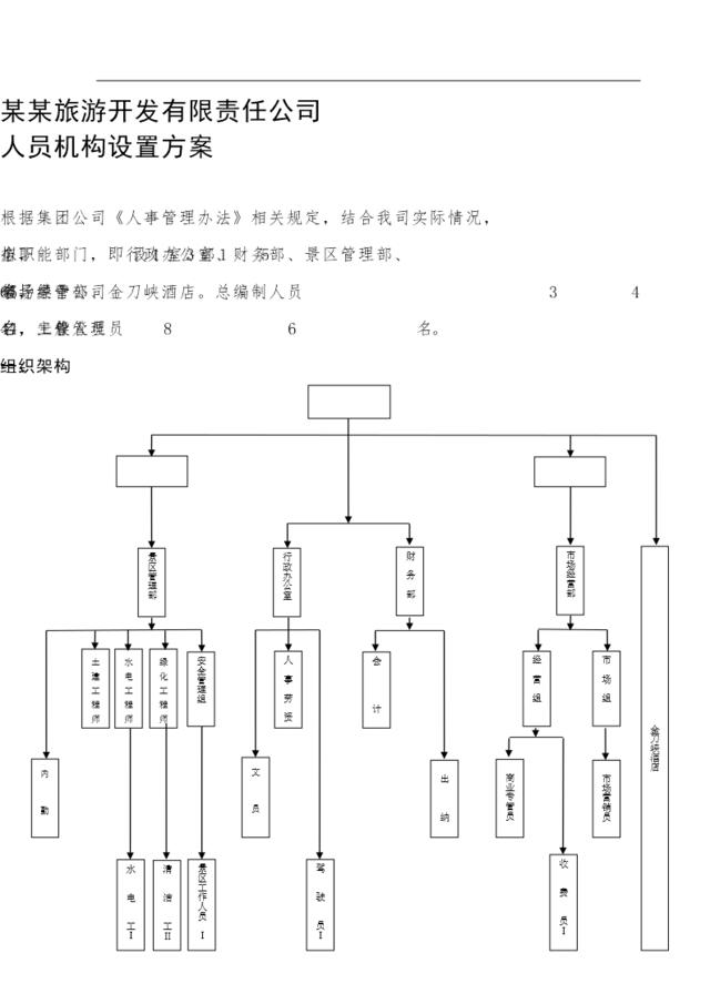 某某旅游开发公司组织架构