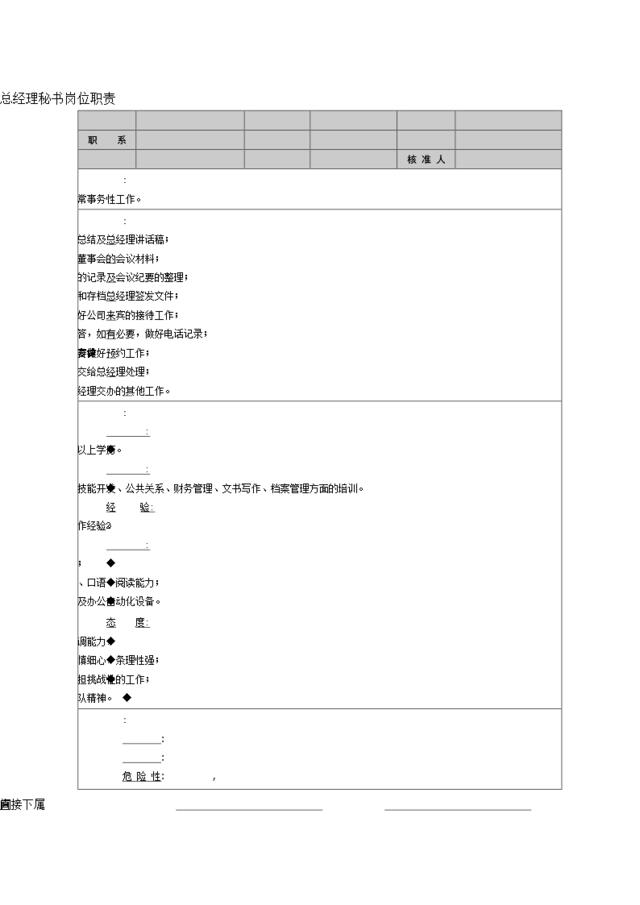 总经理秘书岗位职责