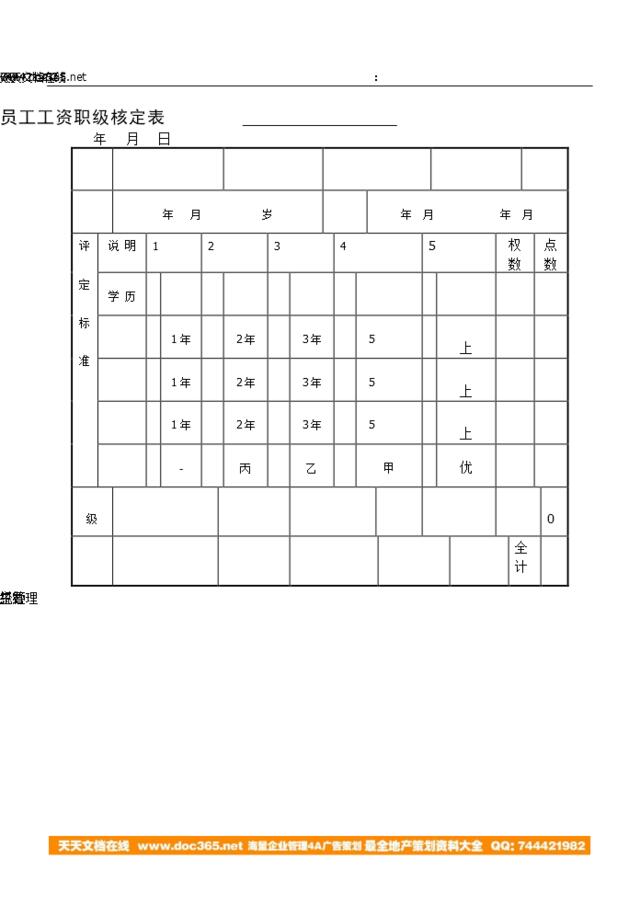 第二节员工工资职级核定表