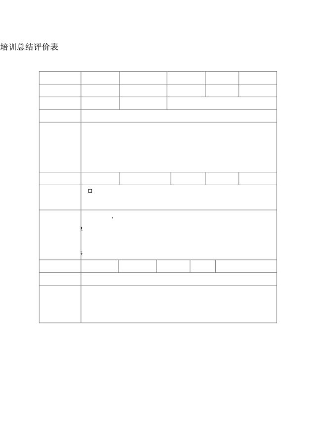 【评估表格】培训总结评价表