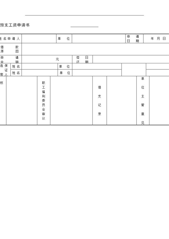 预支工资申请书