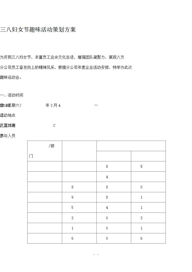 三八妇女节趣味活动策划方案