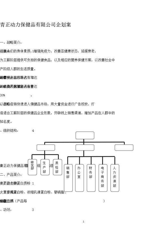 某保健品公司企划案