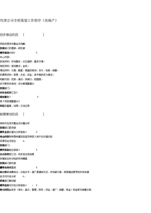 房地产代理公司全程策划工作程序