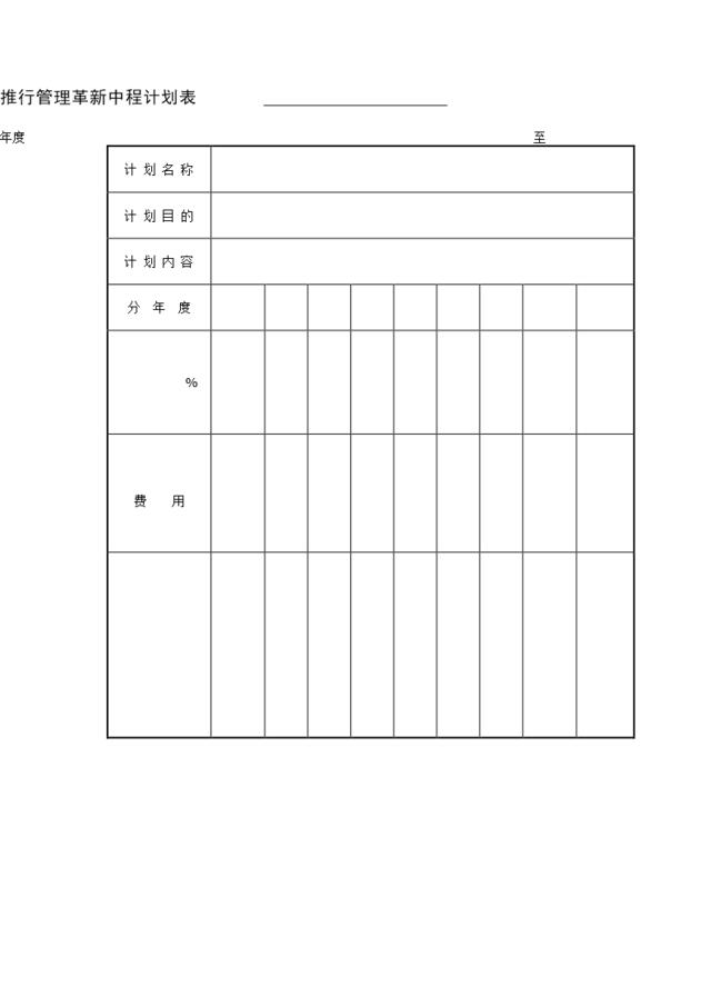 推行管理革新中程计划表