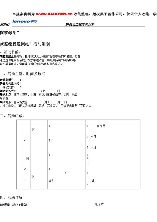 联想天工网络SOHO产品上市推广策划案