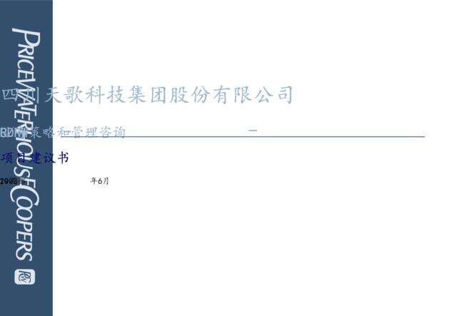 四川天歌科技集团股份有限公司CD-R业务战略和管理咨询项目建议书