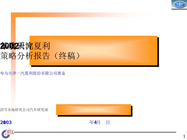 清雪-2002年度天津夏利品牌研究策略分析报告（终稿）