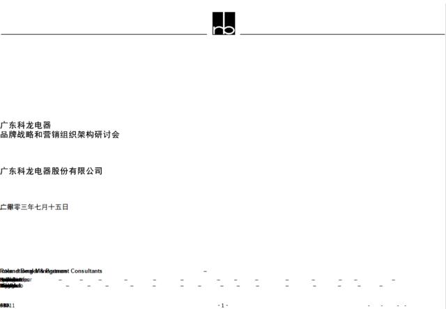 科龙电器品牌战略和营销组织架构研讨会