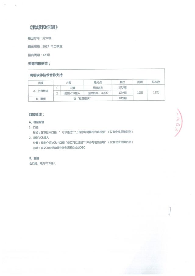 《广告回报框架表及对应的回报描述》