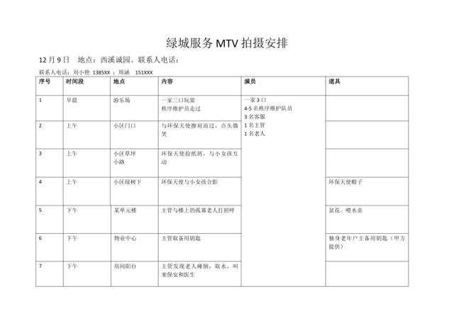 绿城服务MTV拍摄安排1208