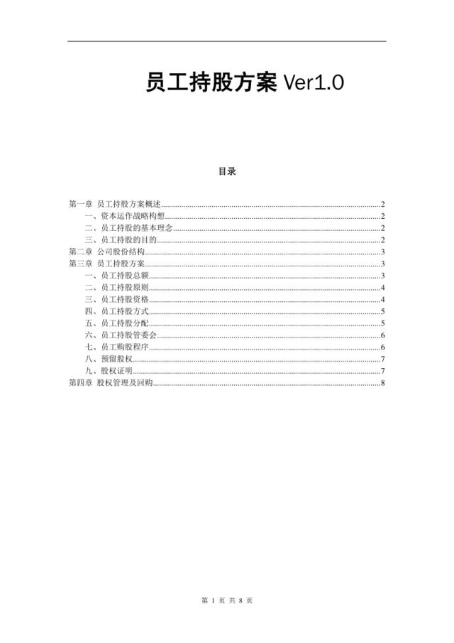 某公司员工持股方案设计