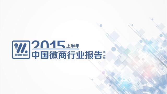 2015年上半年中国微商行业报告