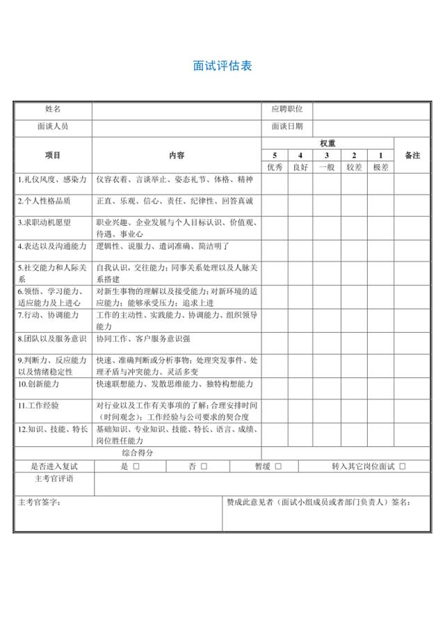 面试评估表[3页]