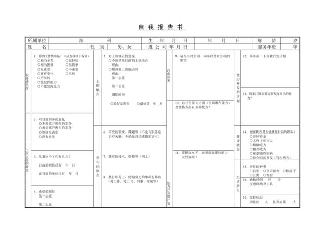 自我报告书