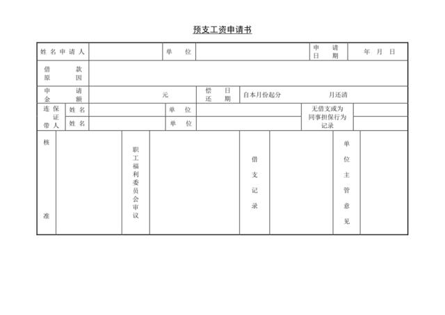 预支工资申请书