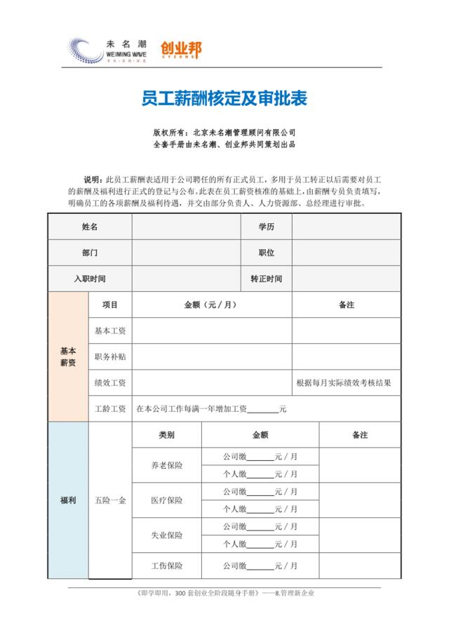 26员工薪酬核定与审批表（标准版）