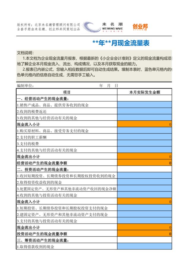 8现金流量表-月报