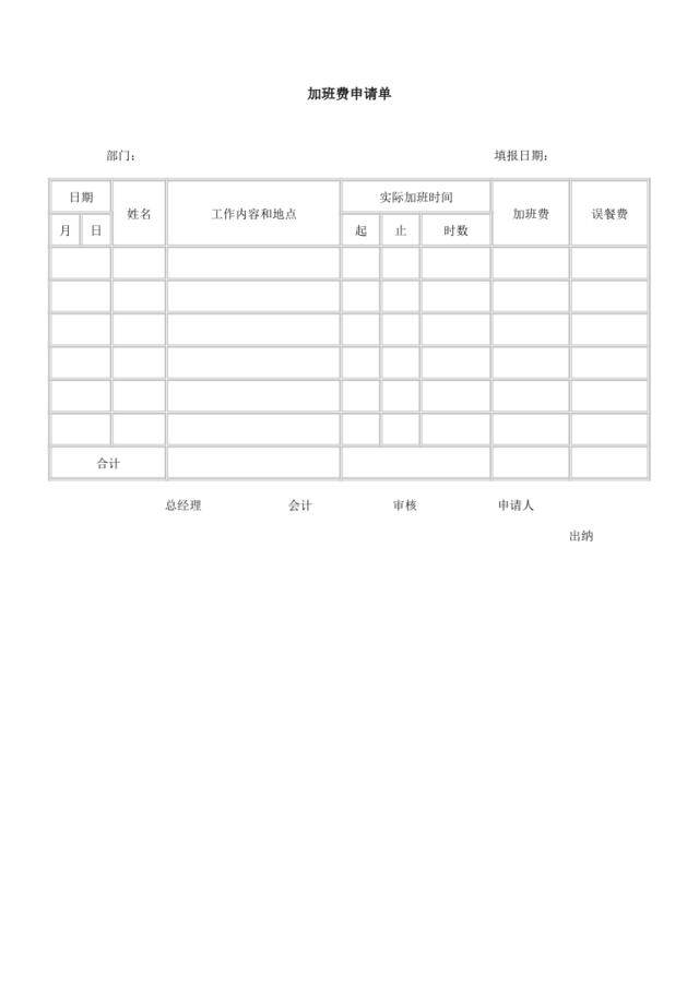 2加班费申请单-模板