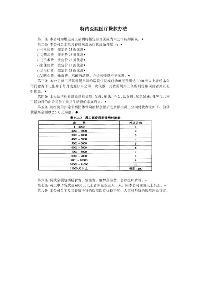 特约医院医疗贷款办法