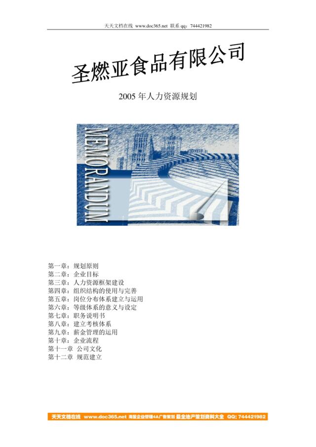 【实例】圣燃亚食品-2005年人力资源规划