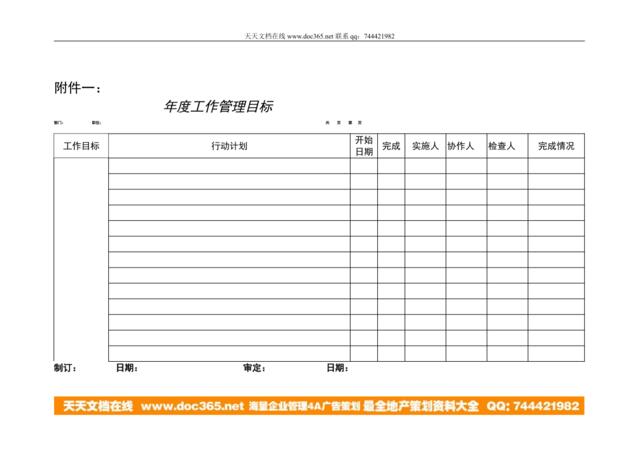 年度工作管理目标