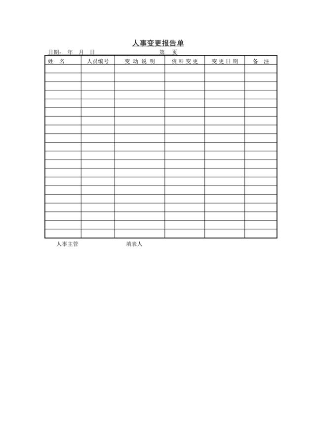 第二节人事变更报告单