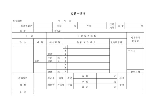 第十三节应聘申请书