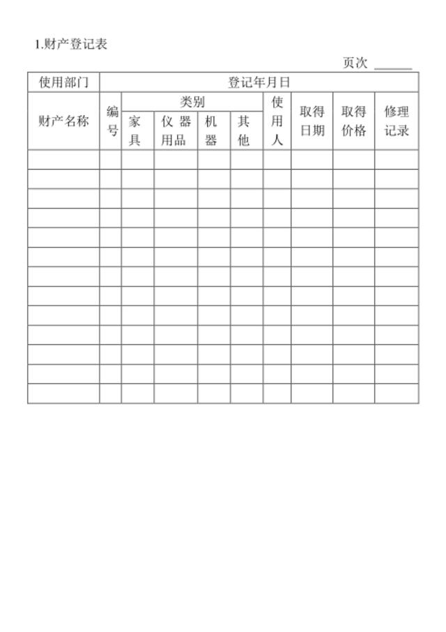 01.财产登记表