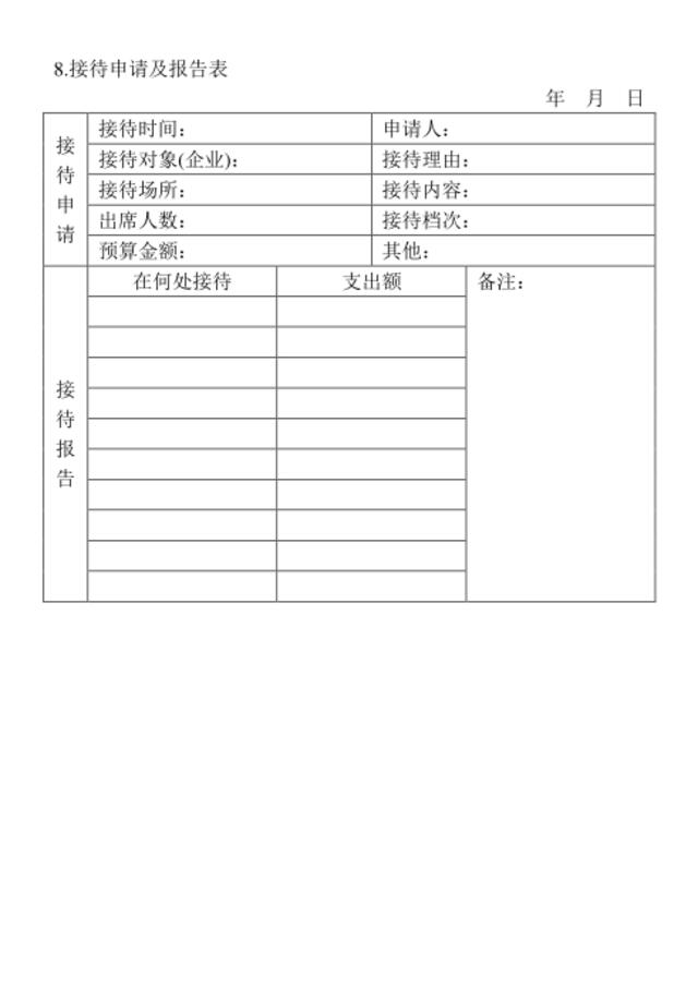 8.接待申请及报告表