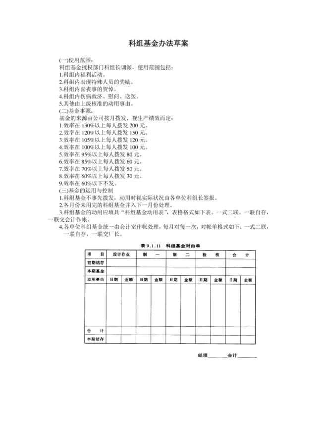 科组基金办法草案