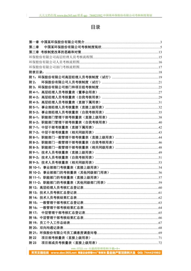 【实例】中国某环保股份有限公司考核文件全套（doc78页）