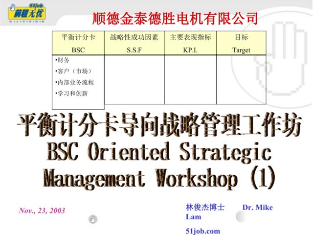 【课件】前程无忧：林俊杰博士平衡计分卡导向战略管理工作坊-59页