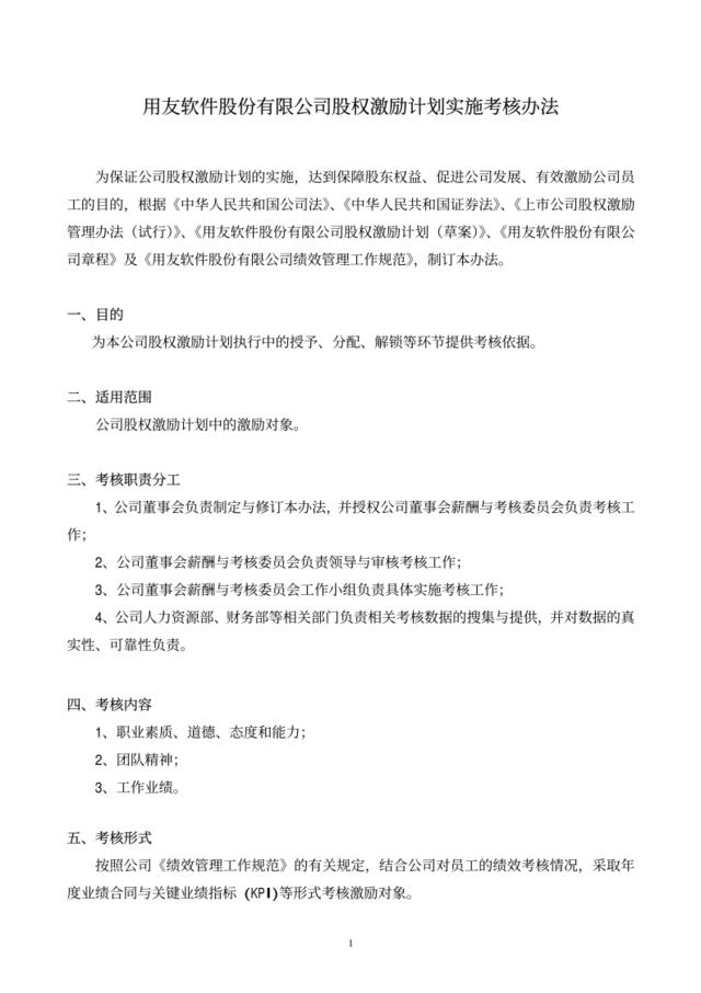 公司股权激励计划实施考核办法