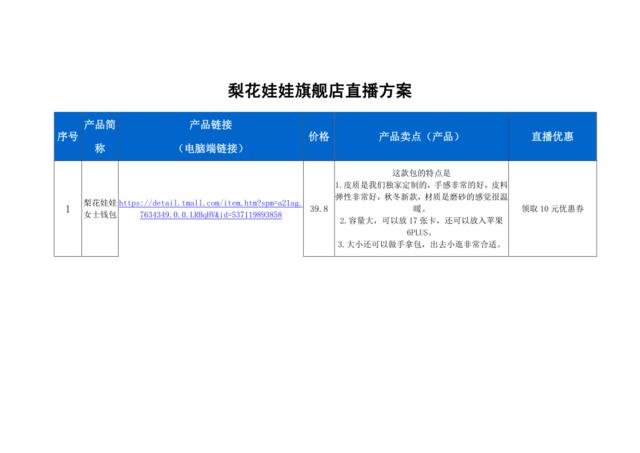 [营销星球]梨花娃娃旗舰店直播策划方案