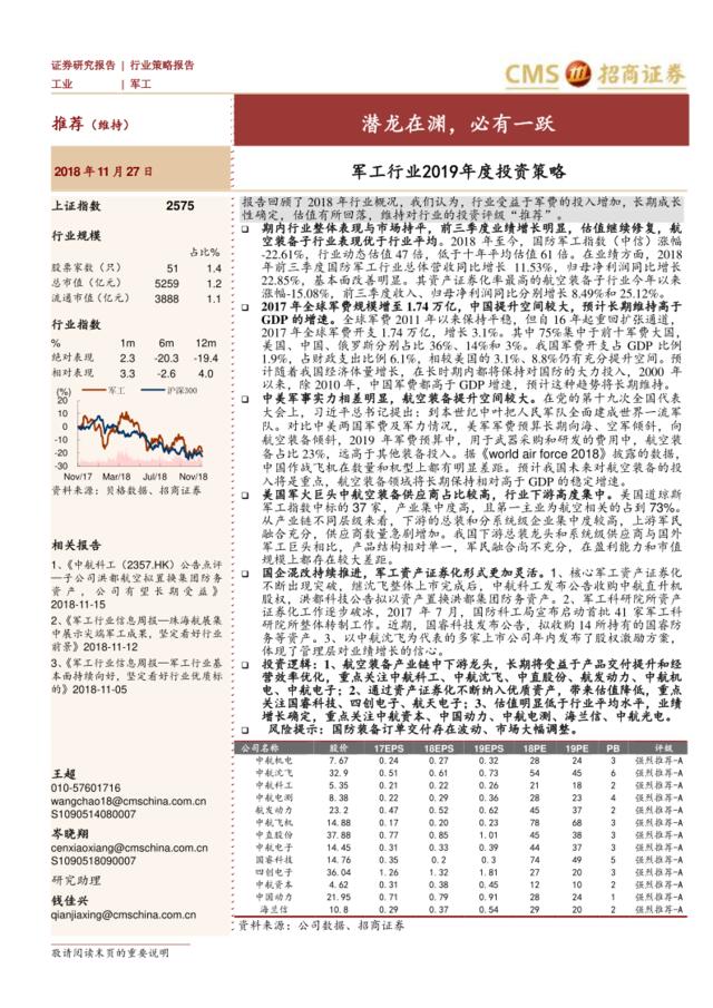 [营销星球]军工行业2019年度投资策略：潜龙在渊，必有一跃