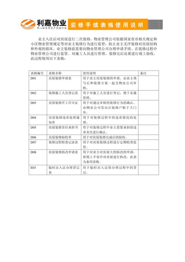 D00装修表格使用说明