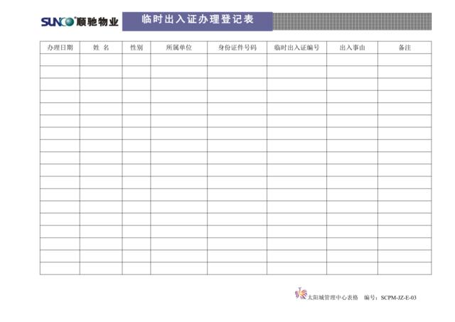 E03临时出入证办理登记表