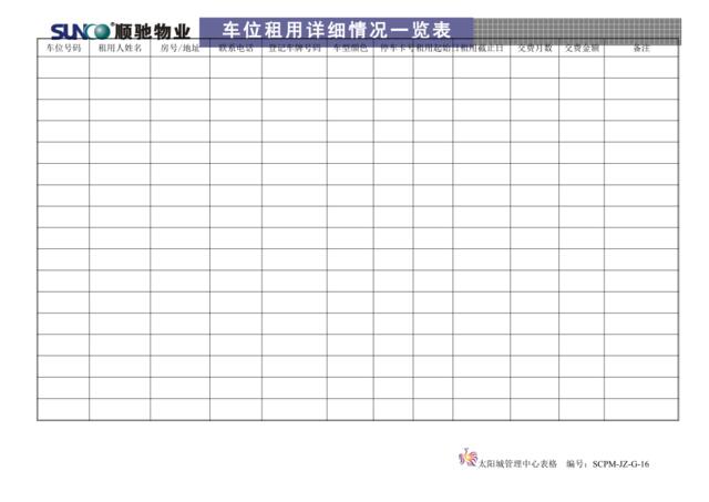 G16车位租用情况一览表（详）