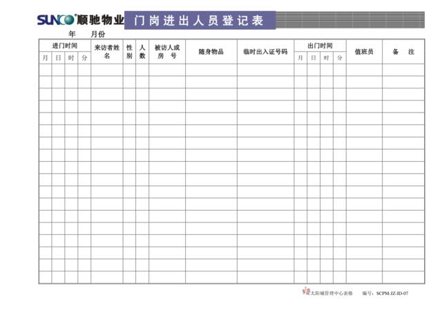 ID07门岗进出人员登记表