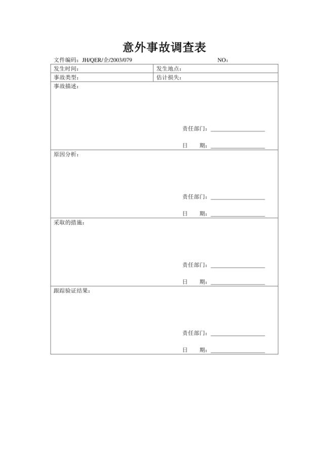 意外事故调查表