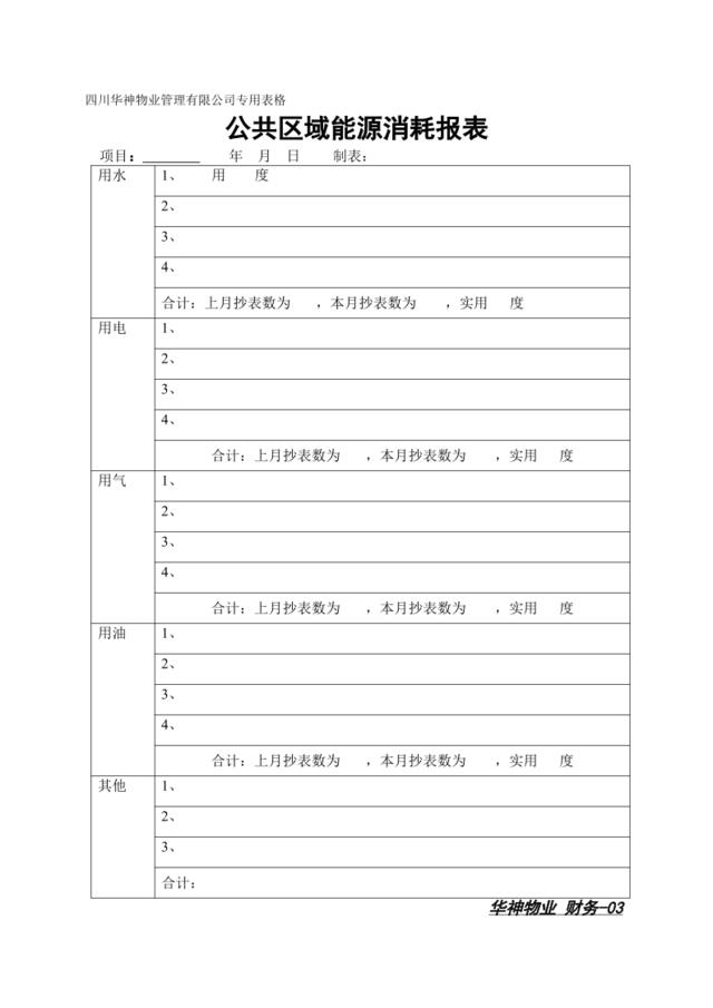 公共能源消耗报表