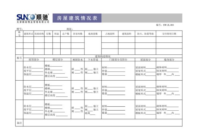 A03房屋初始设施情况表