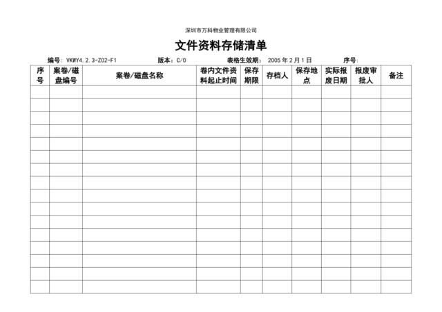 4.2.3-Z02-F1文件资料存储清单