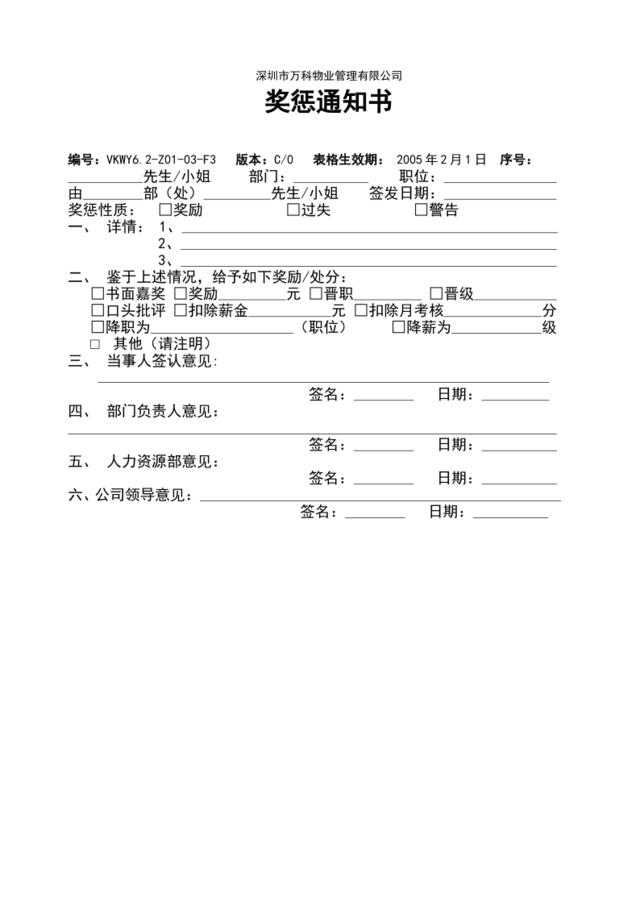 6.2-Z01-03-F3奖惩通知书